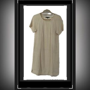 Tibi Dress Tibi Oatmeal Dress Cream Short Sleeve Dress Size M